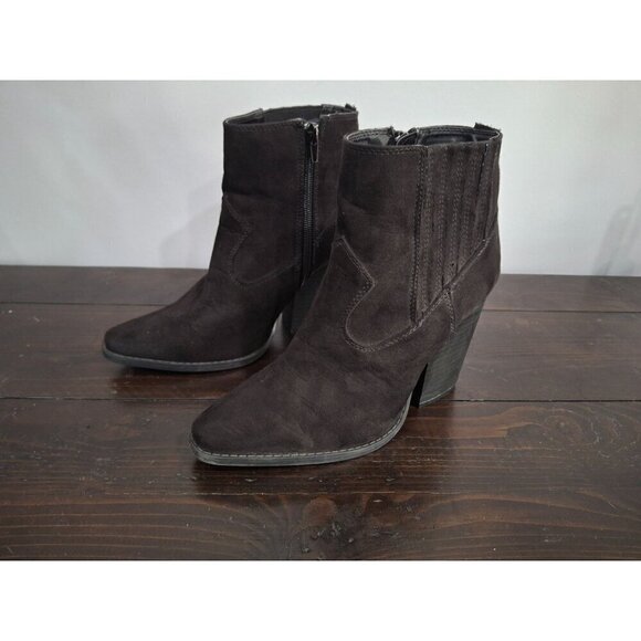Arula Whitley Black Suede Ankle Booties/Pre-owned, Sz. 7.5W (see description) - Picture 1 of 8